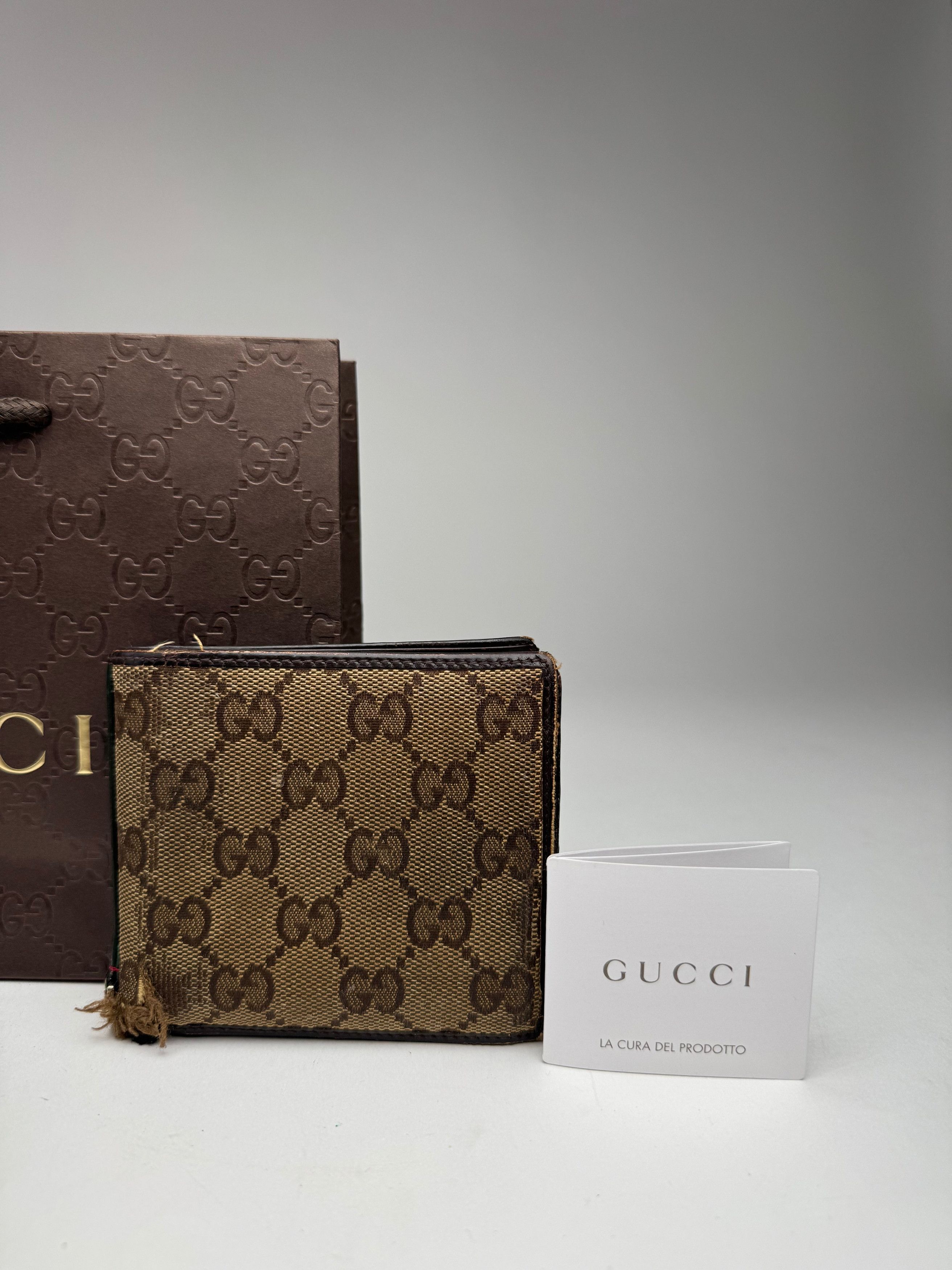 Gucci Vintage Flapable monogram Wallet beige Brown Size ONE SIZE - 9 Thumbnail