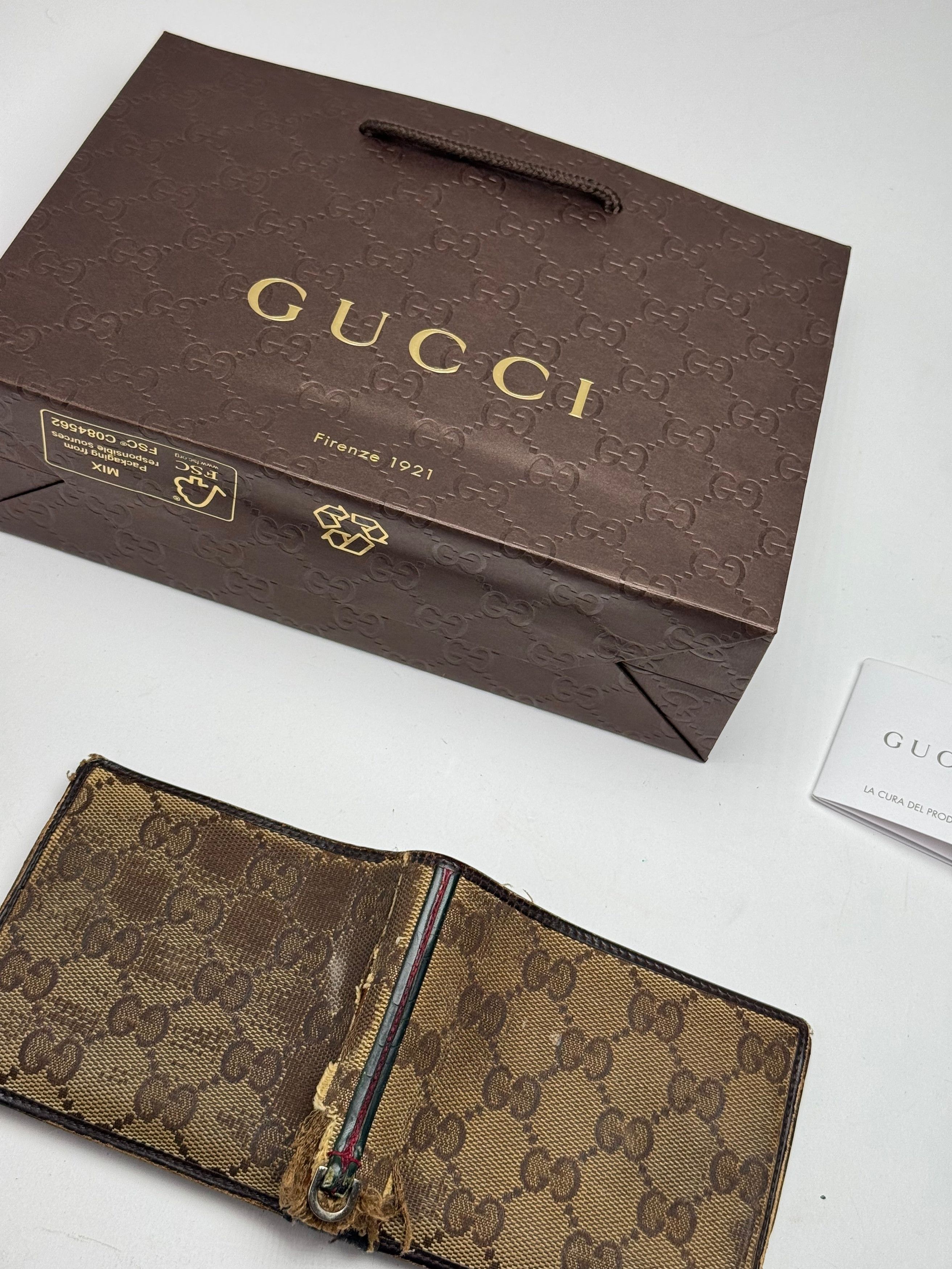 Gucci Vintage Flapable monogram Wallet beige Brown Size ONE SIZE - 4 Thumbnail