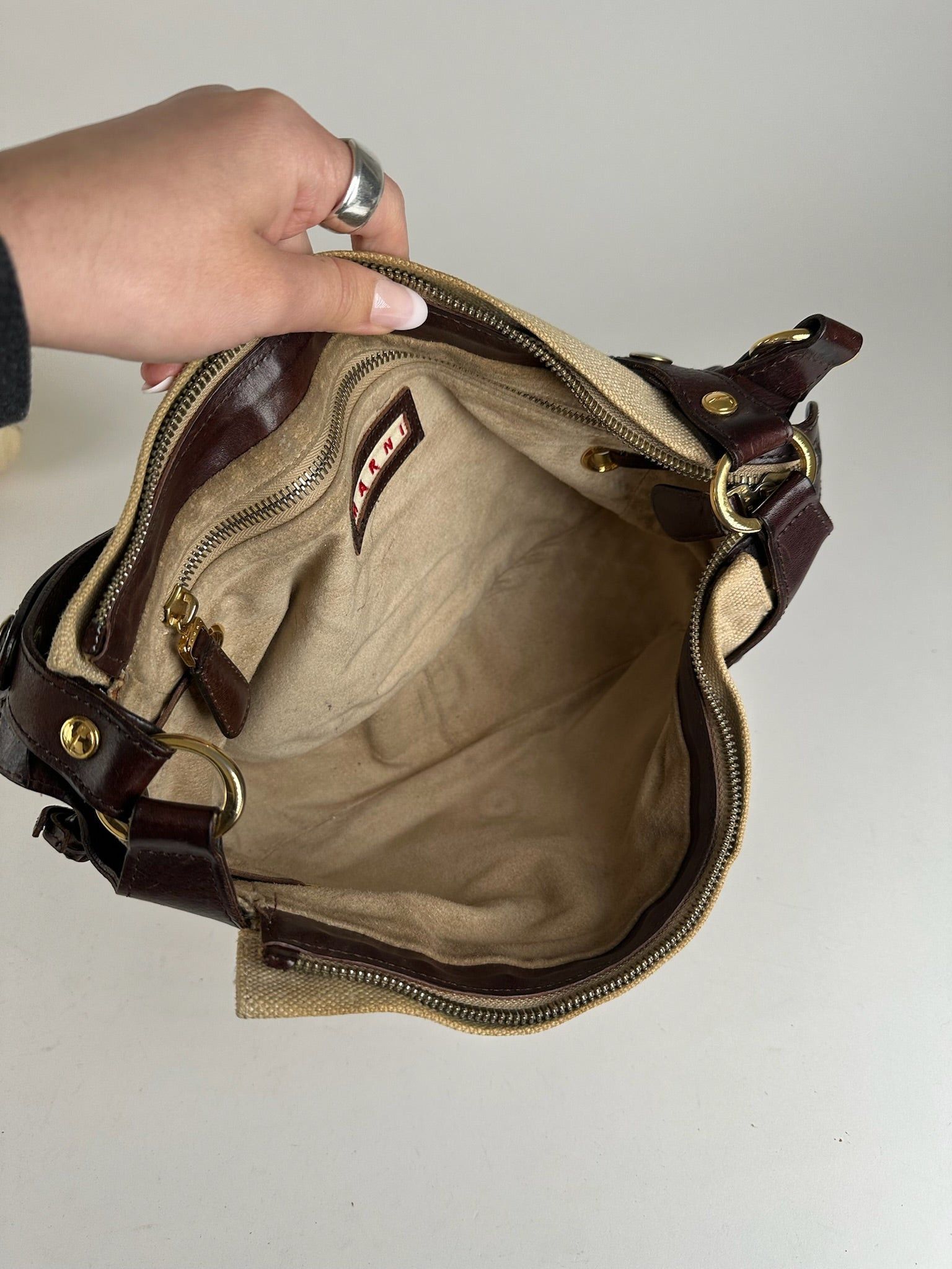 Marni Vintage Handbag Beige Brown Size ONE SIZE - 6 Thumbnail
