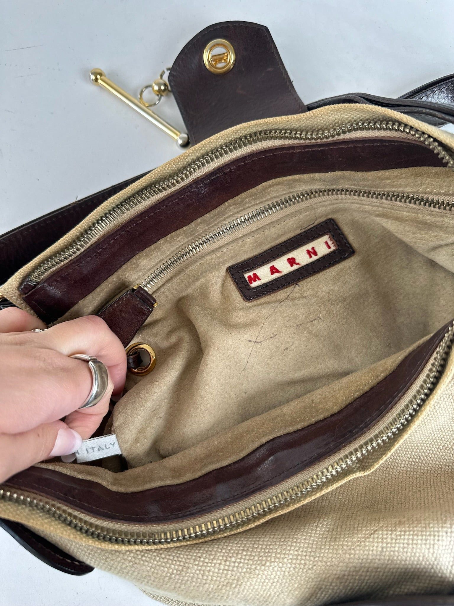 Marni Vintage Handbag Beige Brown Size ONE SIZE - 4 Thumbnail