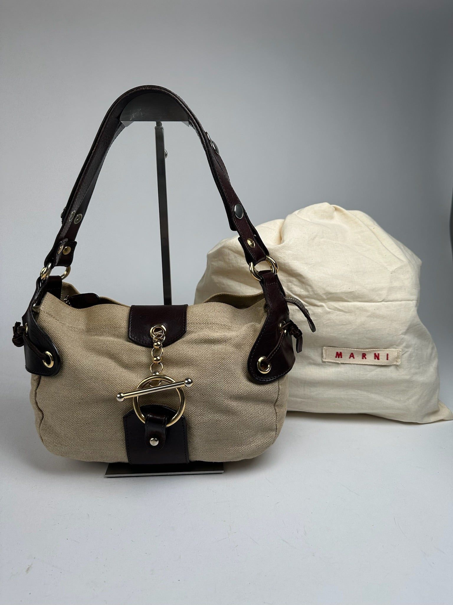 Marni Vintage Handbag Beige Brown Size ONE SIZE - 3 Thumbnail