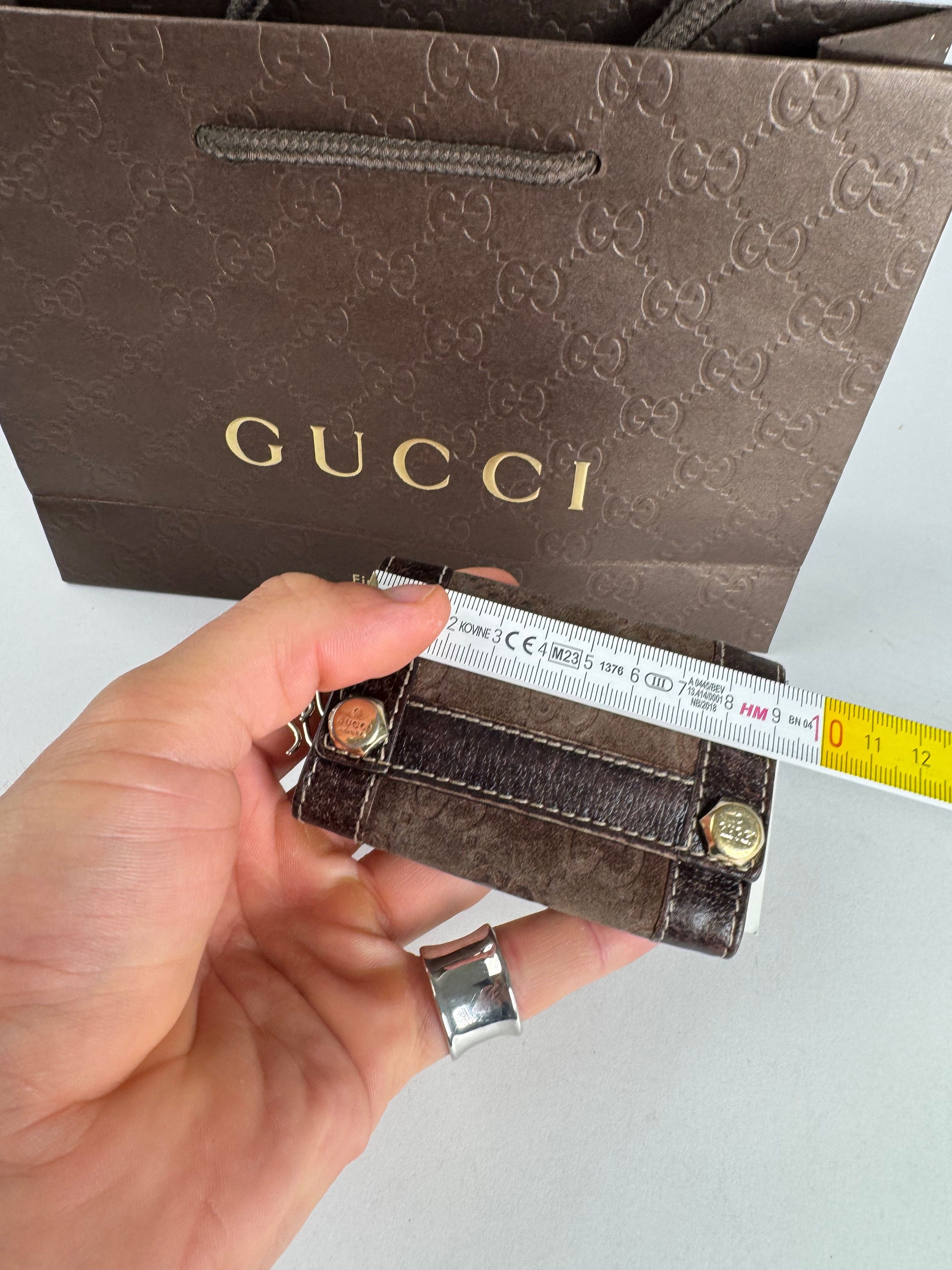 Gucci Vintage Leather suede monogram key holder brown Size ONE SIZE - 4 Thumbnail