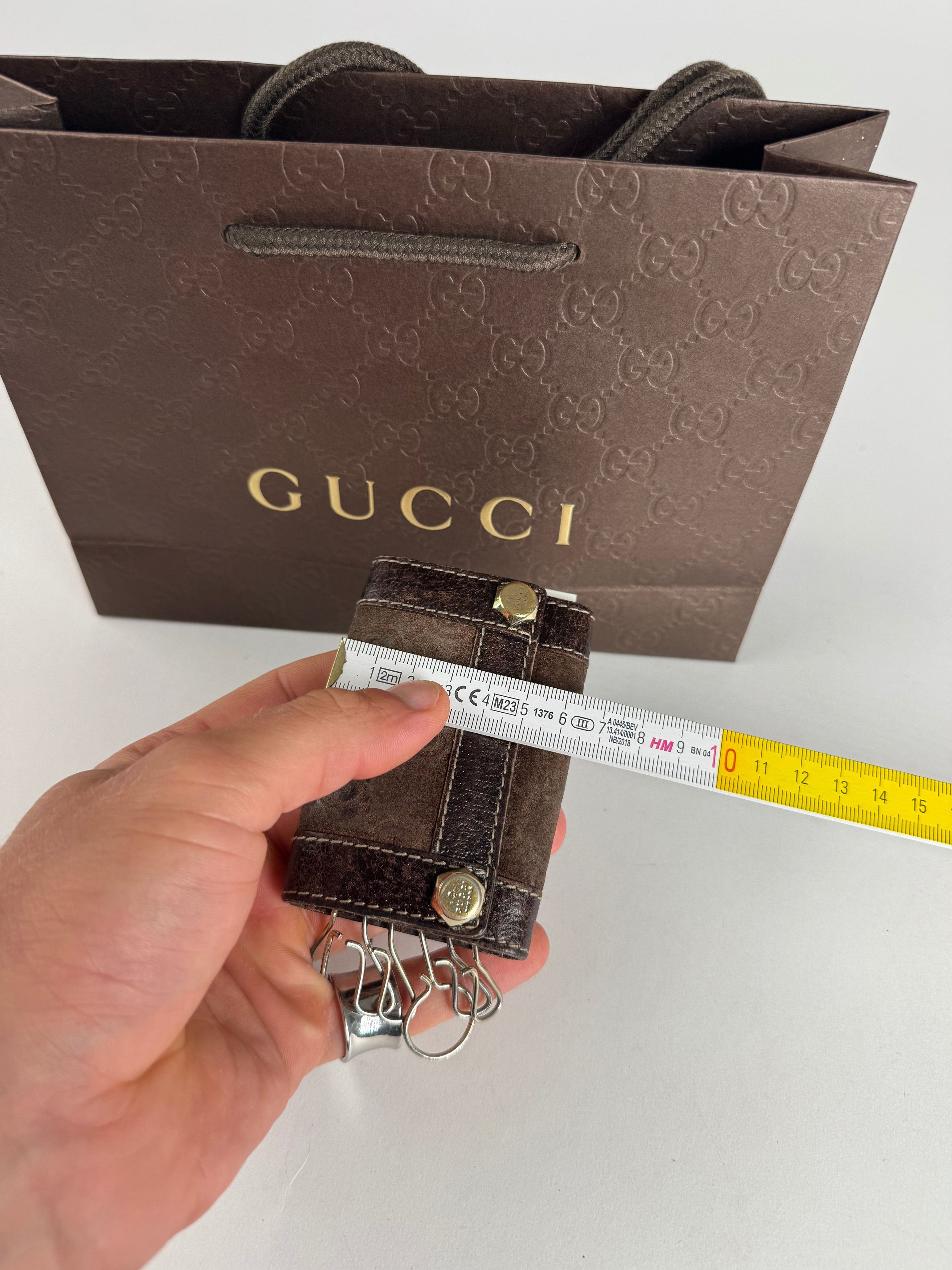 Gucci Vintage Leather suede monogram key holder brown Size ONE SIZE - 3 Thumbnail