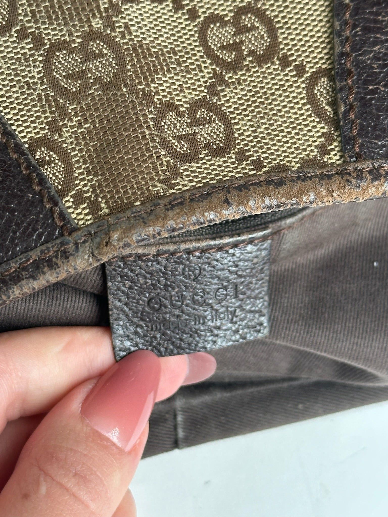 Gucci Vintage Canvas Mongram Handbag beige brown Size ONE SIZE - 4 Thumbnail