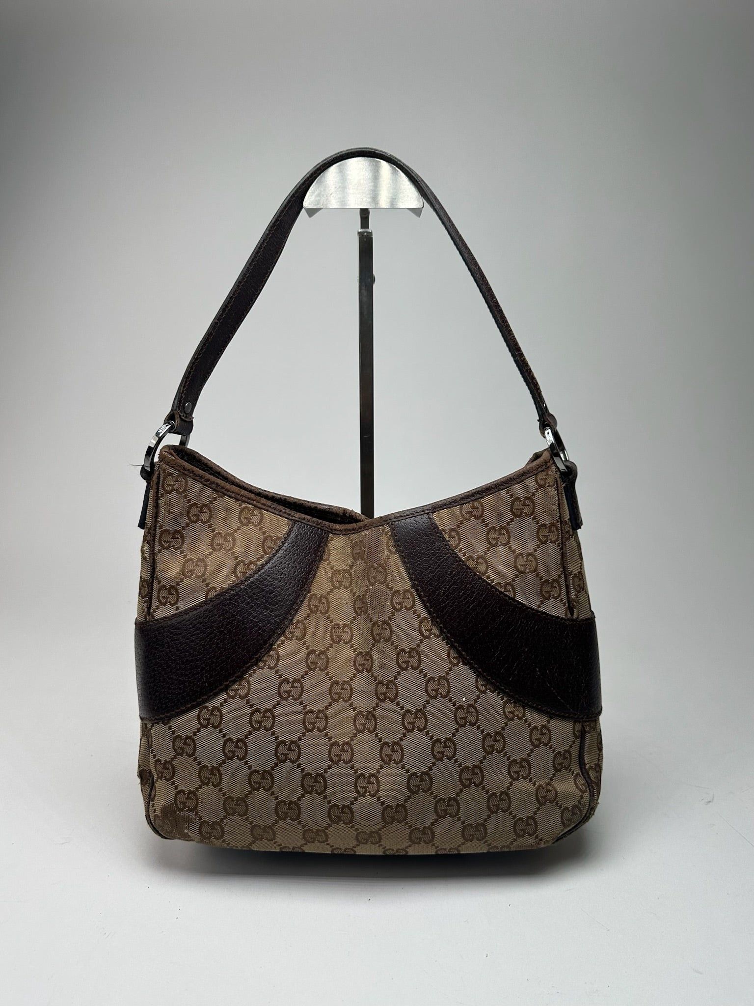 Gucci Vintage Canvas Mongram Handbag beige brown Size ONE SIZE - 2 Thumbnail