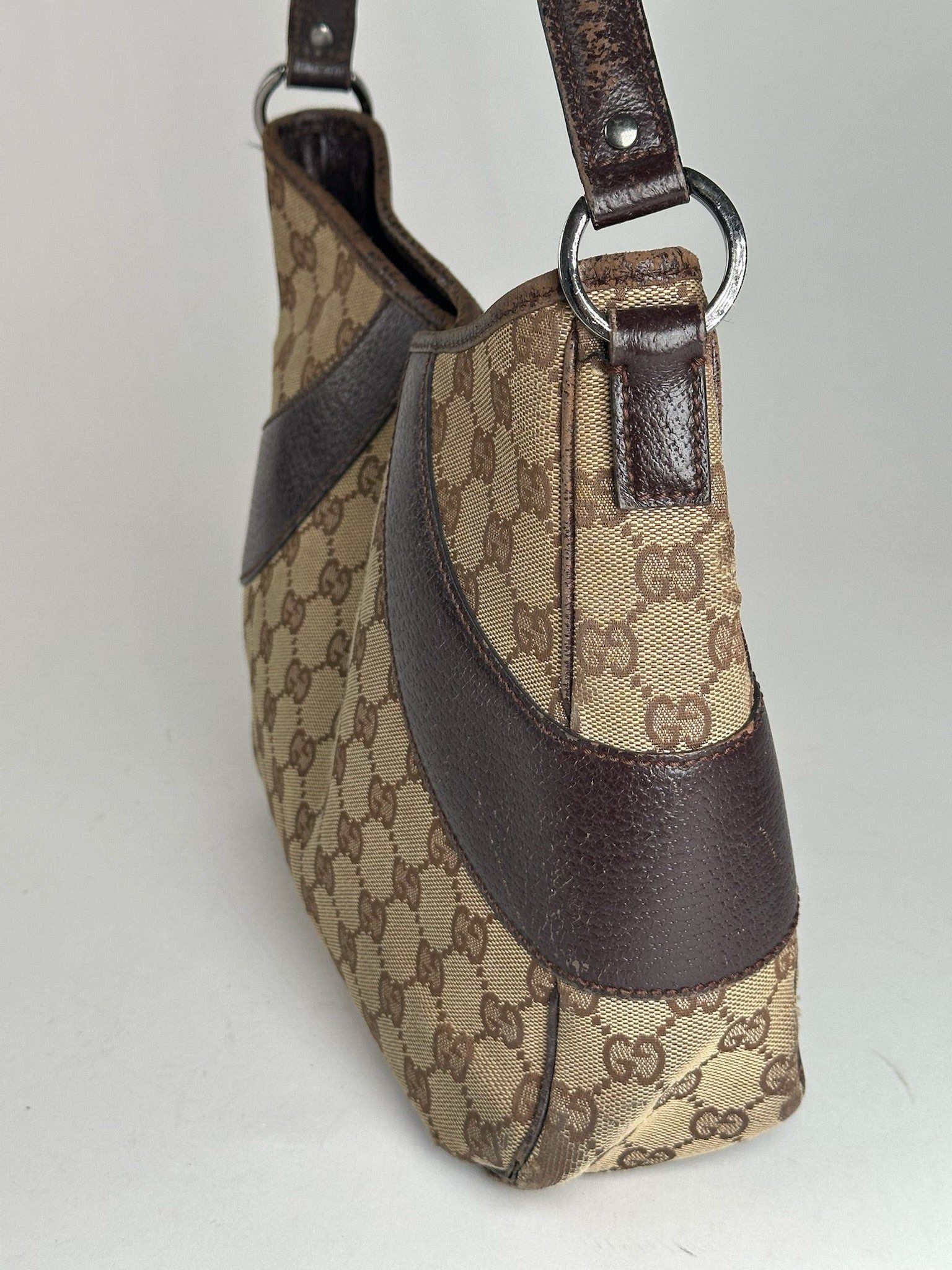 Gucci Vintage Canvas Mongram Handbag beige brown Size ONE SIZE - 6 Thumbnail