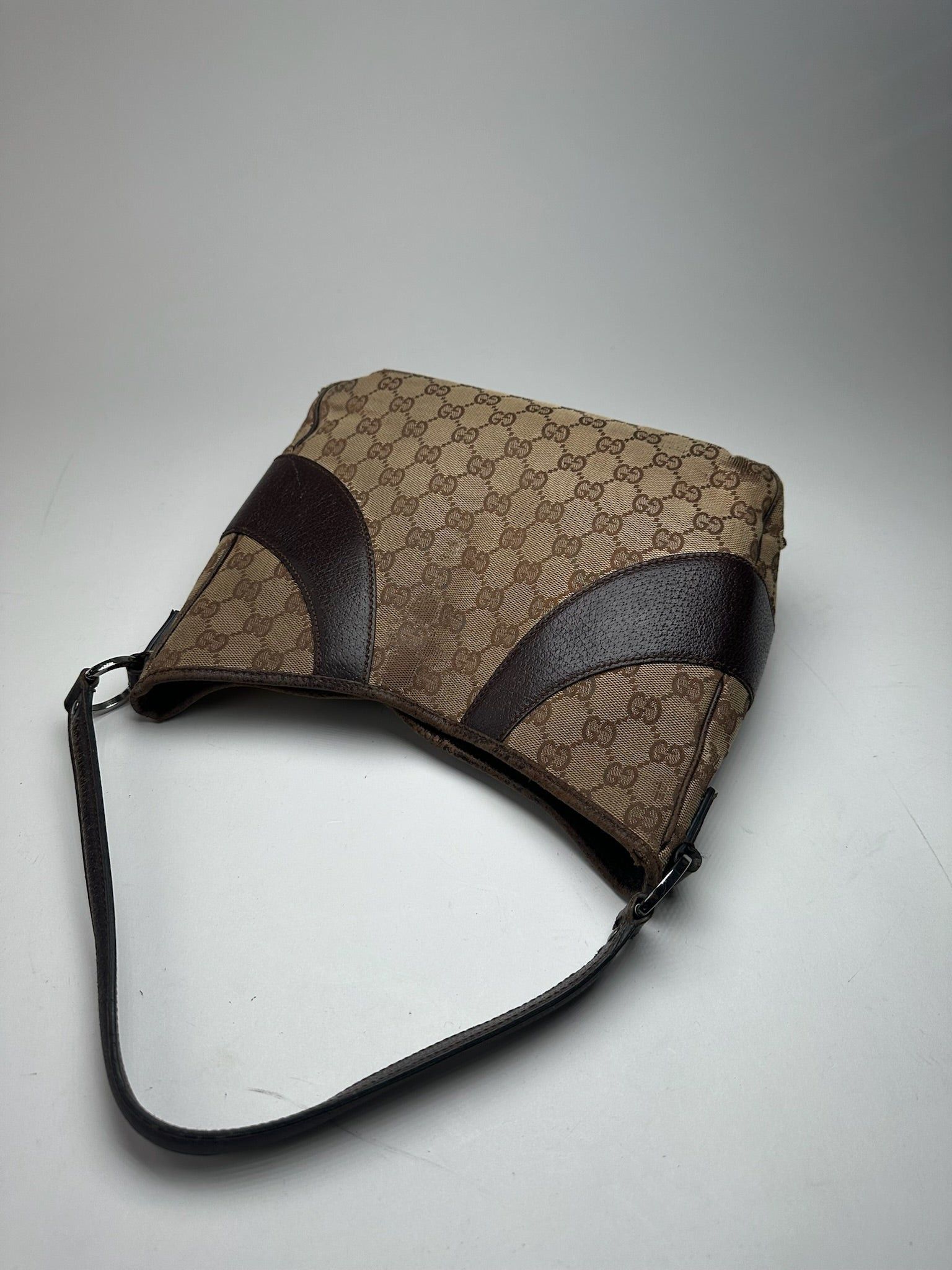 Gucci Vintage Canvas Mongram Handbag beige brown Size ONE SIZE - 13 Thumbnail