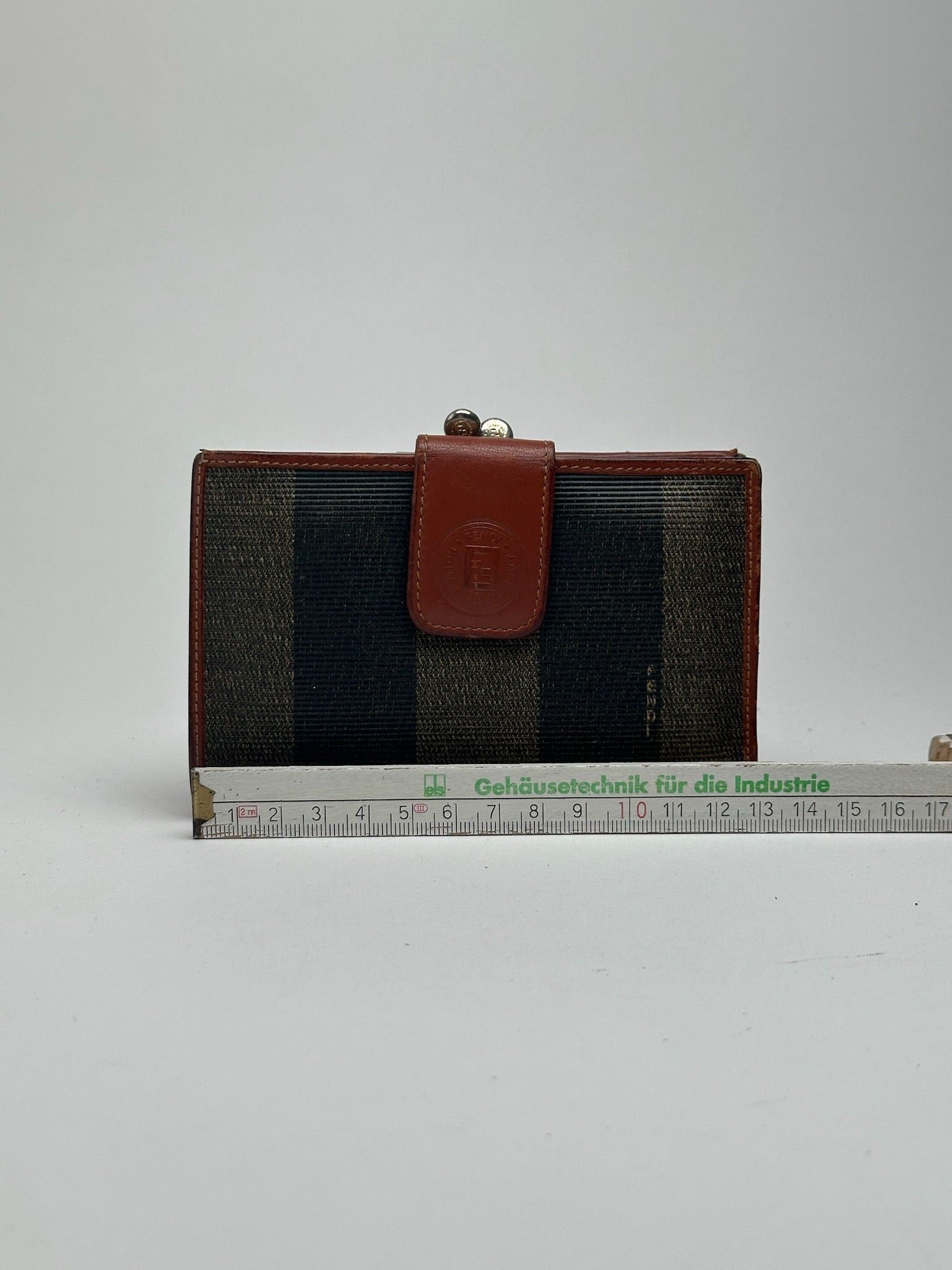 Fendi Vintage Roma Leather Wallet Brown orange striped Size ONE SIZE - 12 Thumbnail