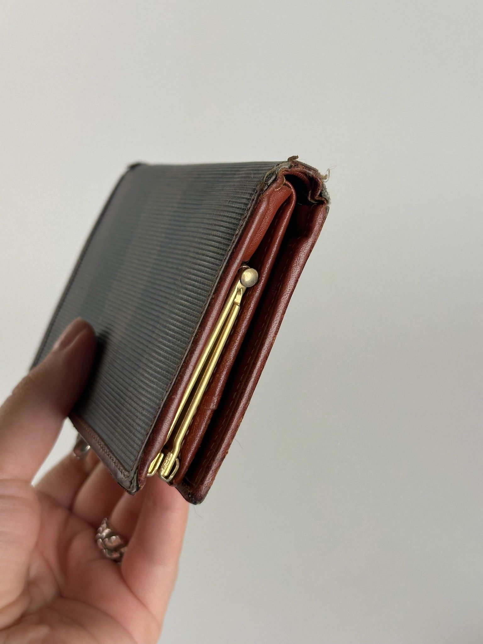 Fendi Vintage Roma Leather Wallet Brown orange striped Size ONE SIZE - 4 Thumbnail