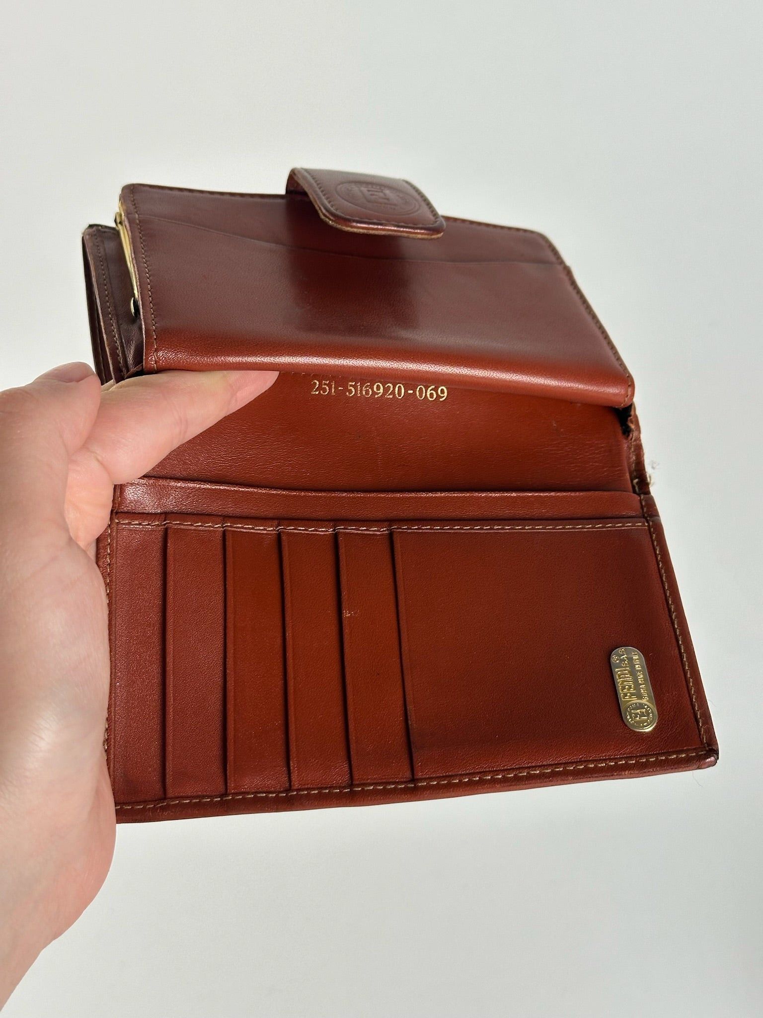 Fendi Vintage Roma Leather Wallet Brown orange striped Size ONE SIZE - 10 Thumbnail