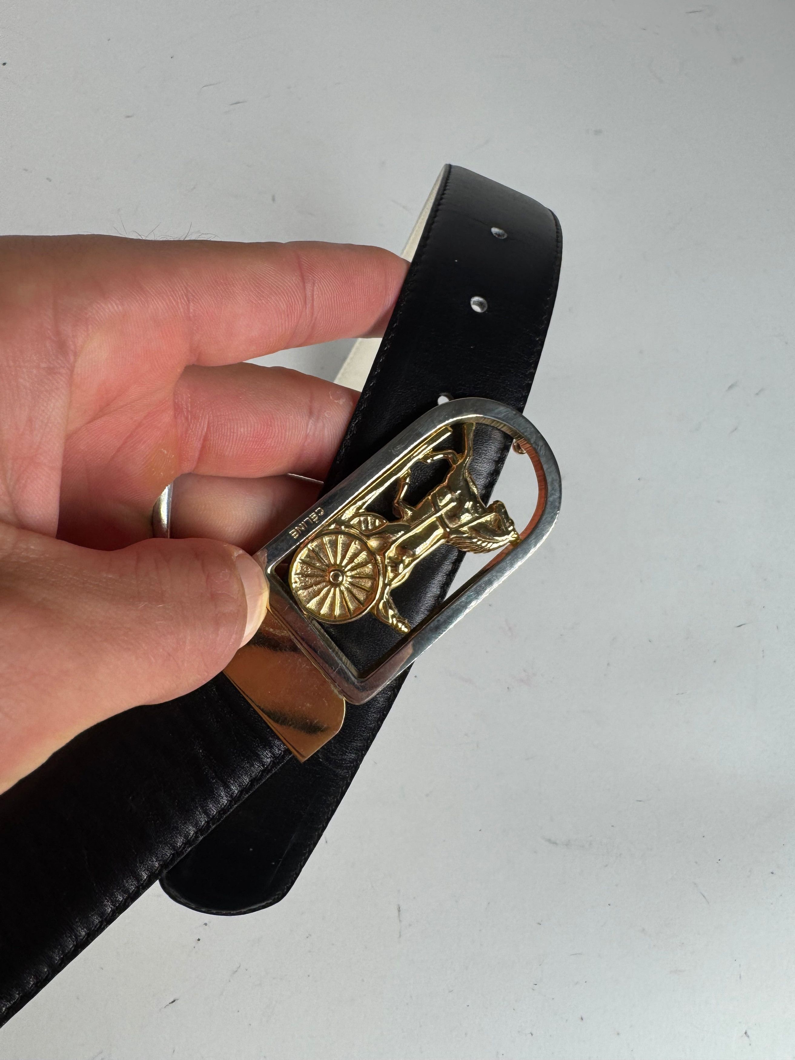 Celine Vintage Leather Belt Black Size ONE SIZE - 7 Thumbnail