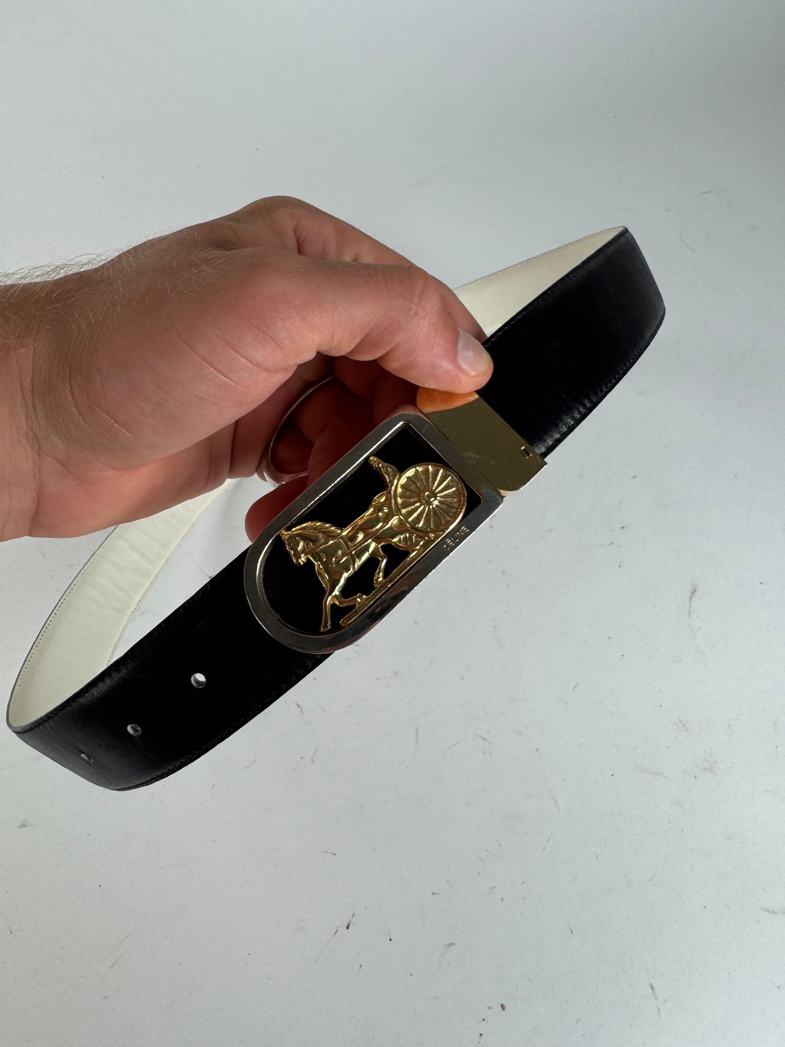 Celine Vintage Leather Belt Black Size ONE SIZE - 2 Thumbnail