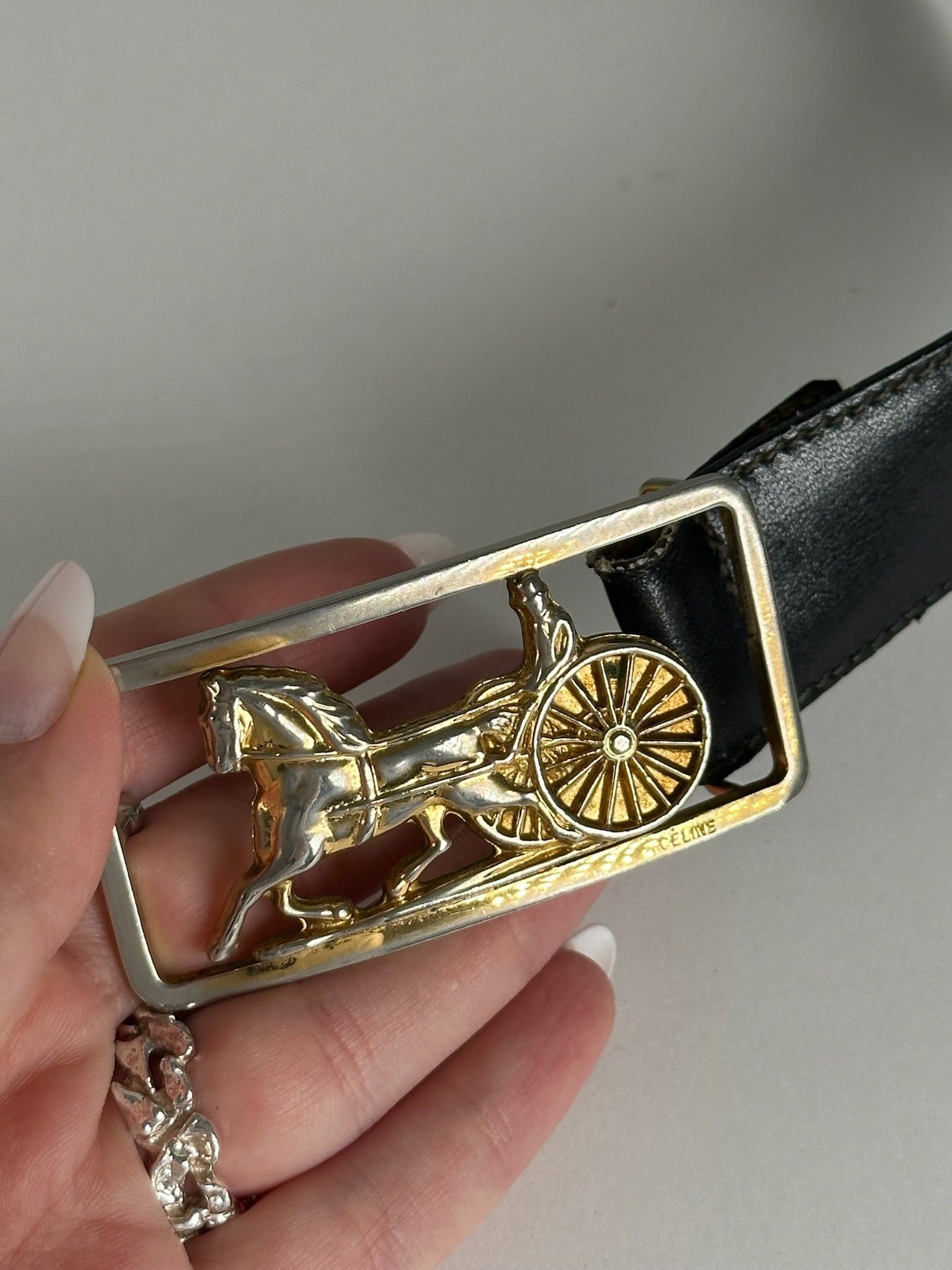 Celine Vintage Paris Leather belt black Size ONE SIZE - 10 Thumbnail