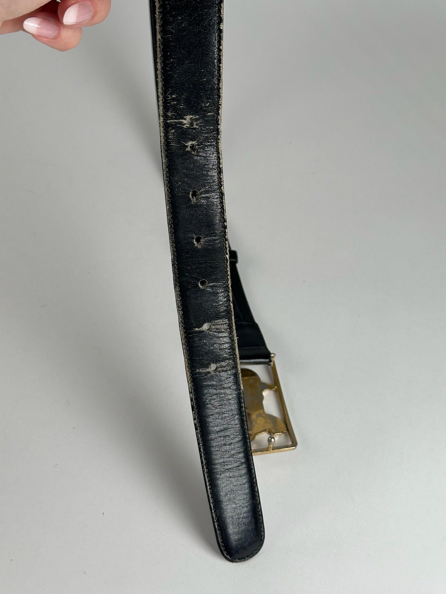 Celine Vintage Paris Leather belt black Size ONE SIZE - 9 Thumbnail