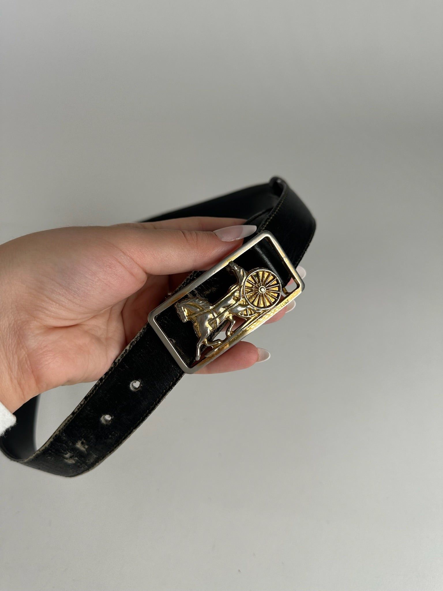 Celine Vintage Paris Leather belt black Size ONE SIZE - 8 Thumbnail