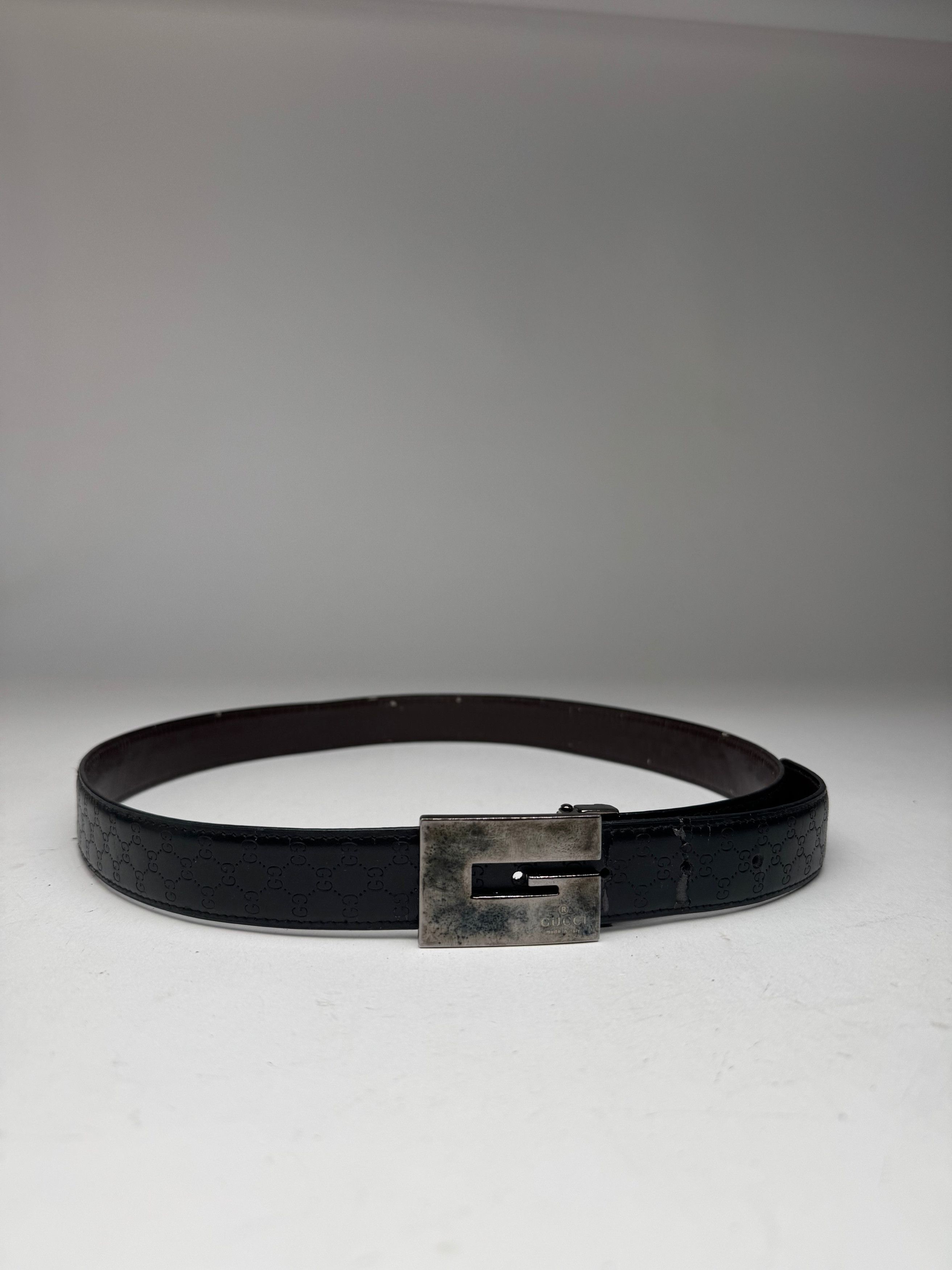 Gucci Vintage Monogram Leather Belt Black Size ONE SIZE - 9 Thumbnail