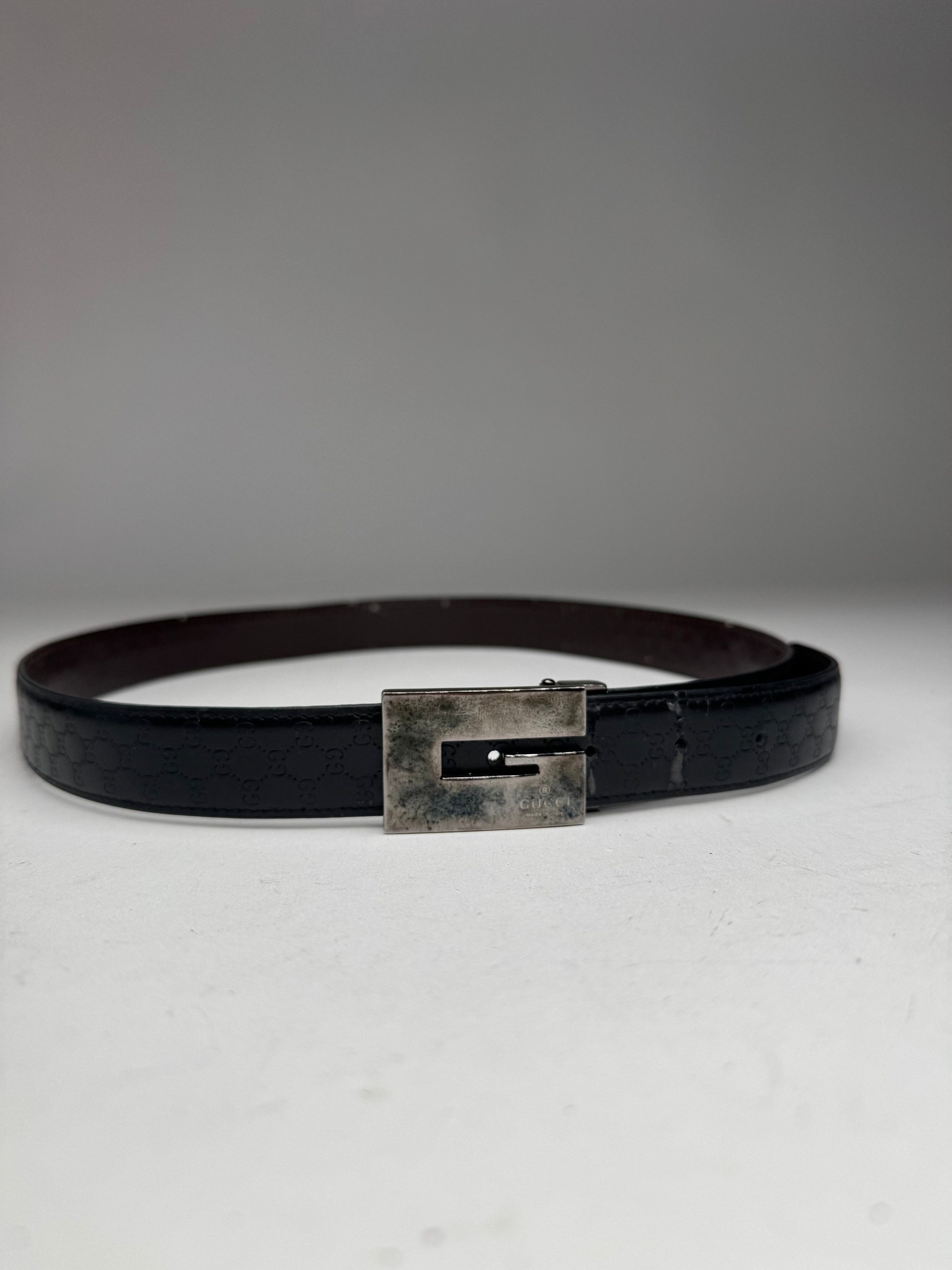 Gucci Vintage Monogram Leather Belt Black Size ONE SIZE - 3 Thumbnail