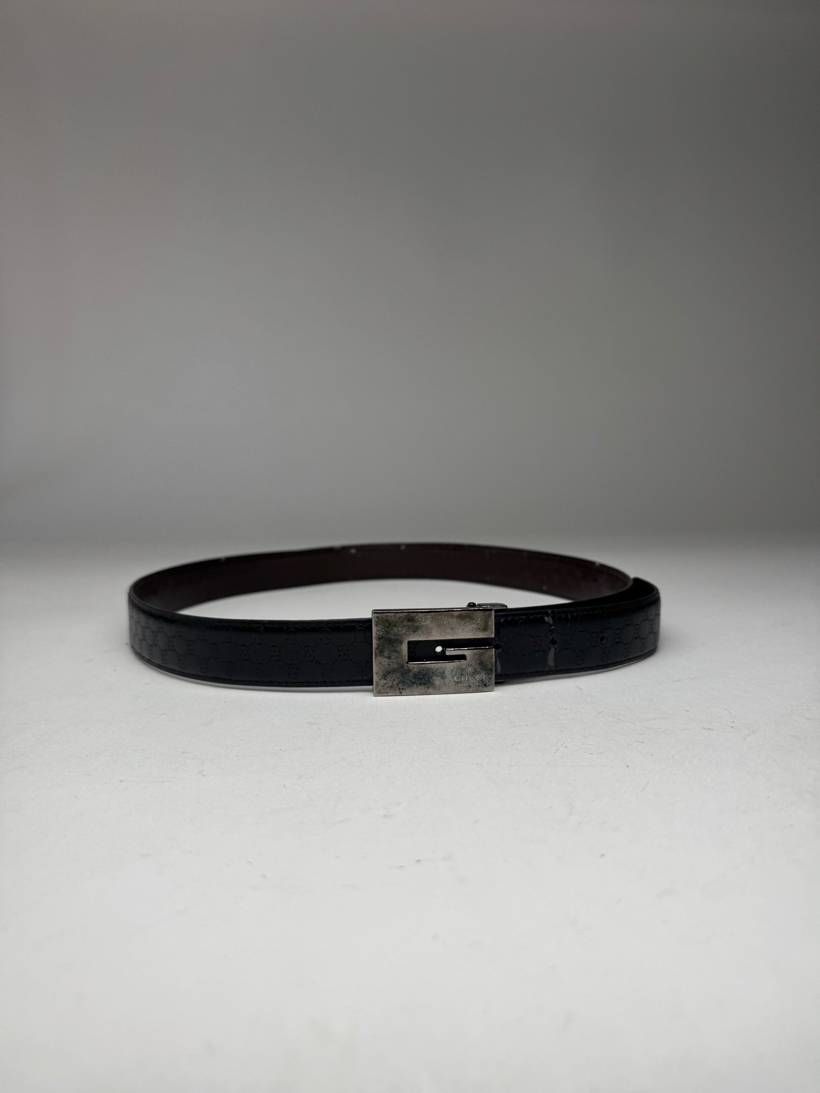 Gucci Vintage Monogram Leather Belt Black Size ONE SIZE - 6 Thumbnail