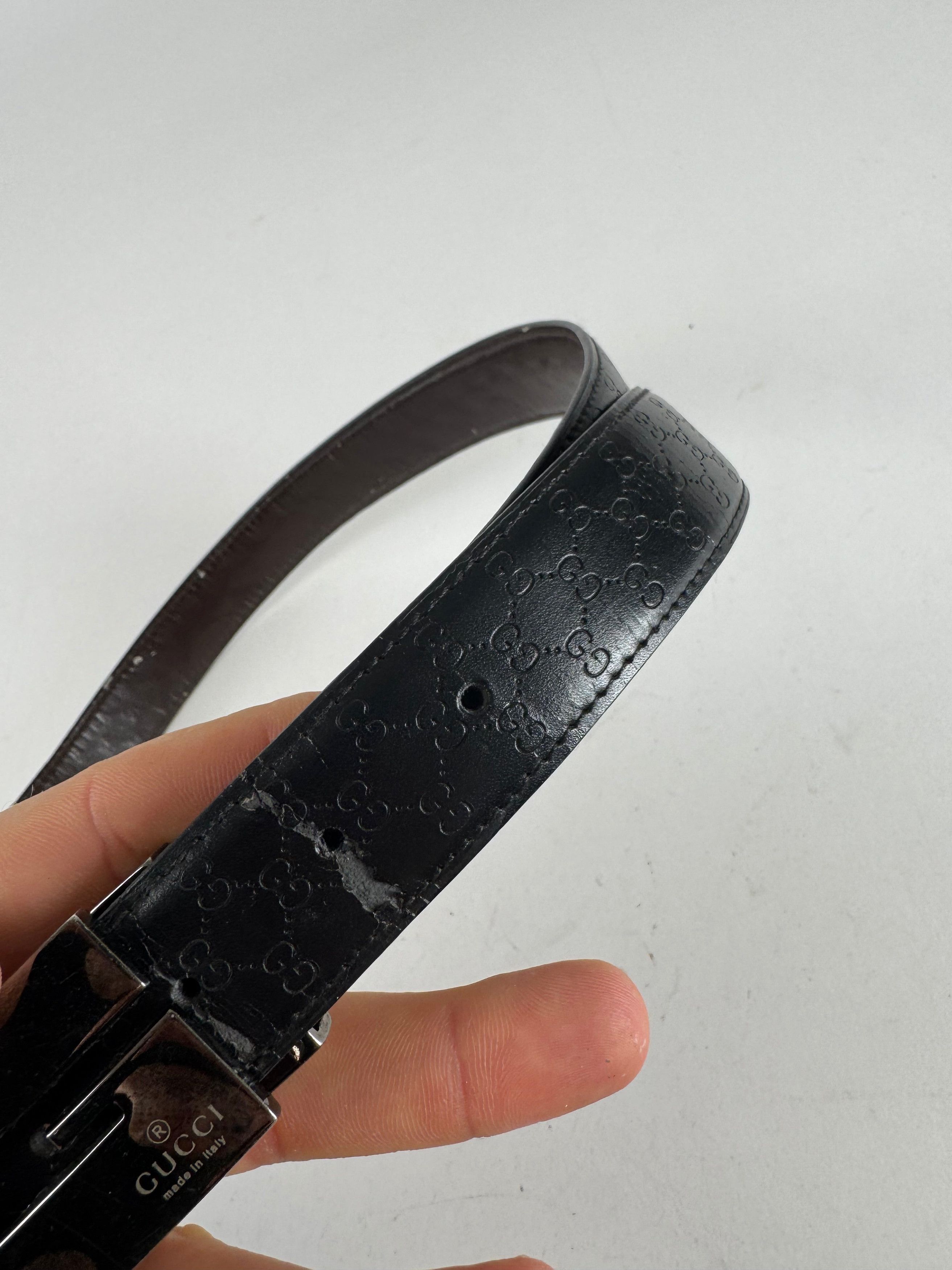 Gucci Vintage Monogram Leather Belt Black Size ONE SIZE - 10 Thumbnail