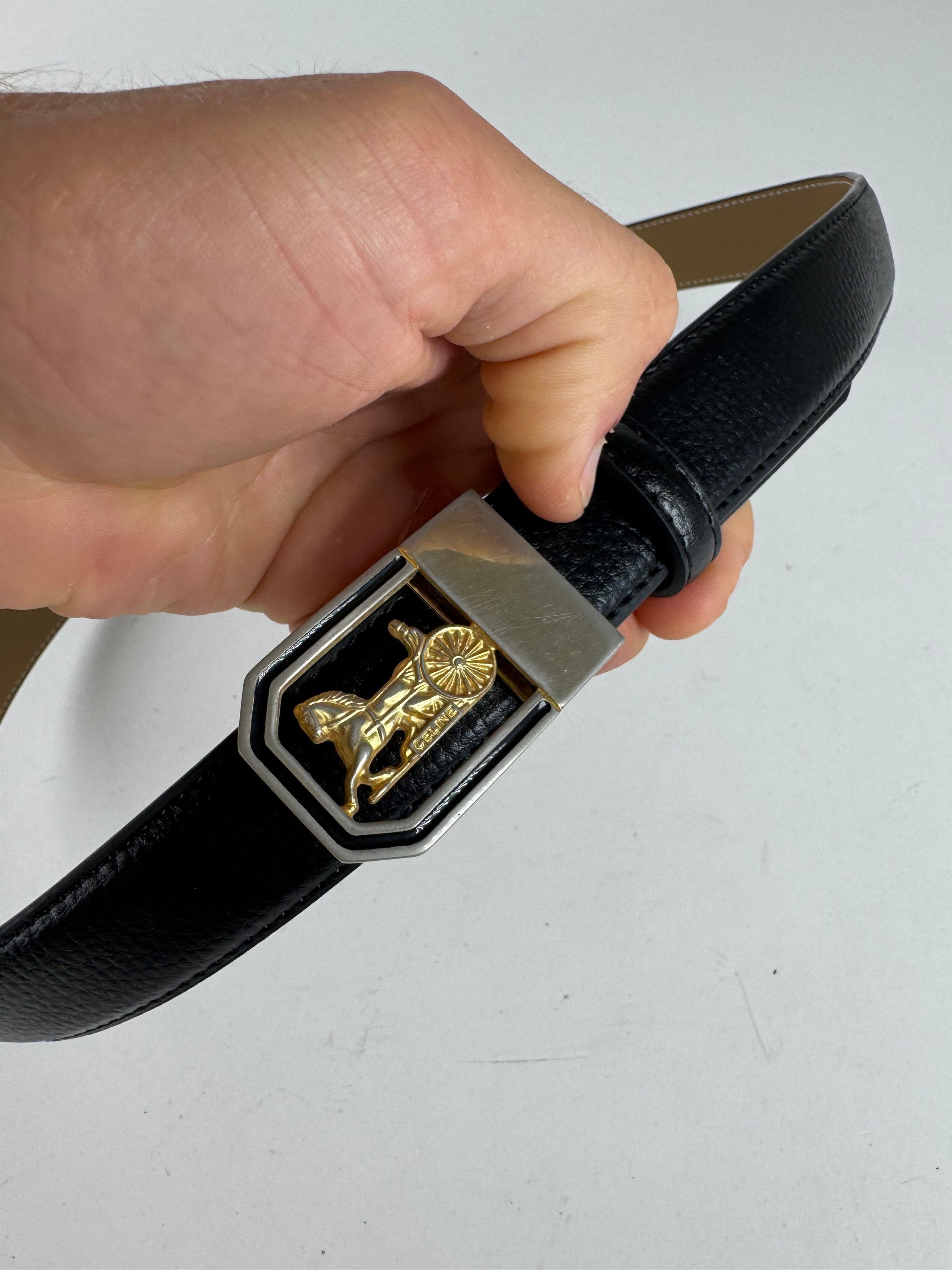 Celine Vintage Leather belt black Size ONE SIZE - 2 Thumbnail