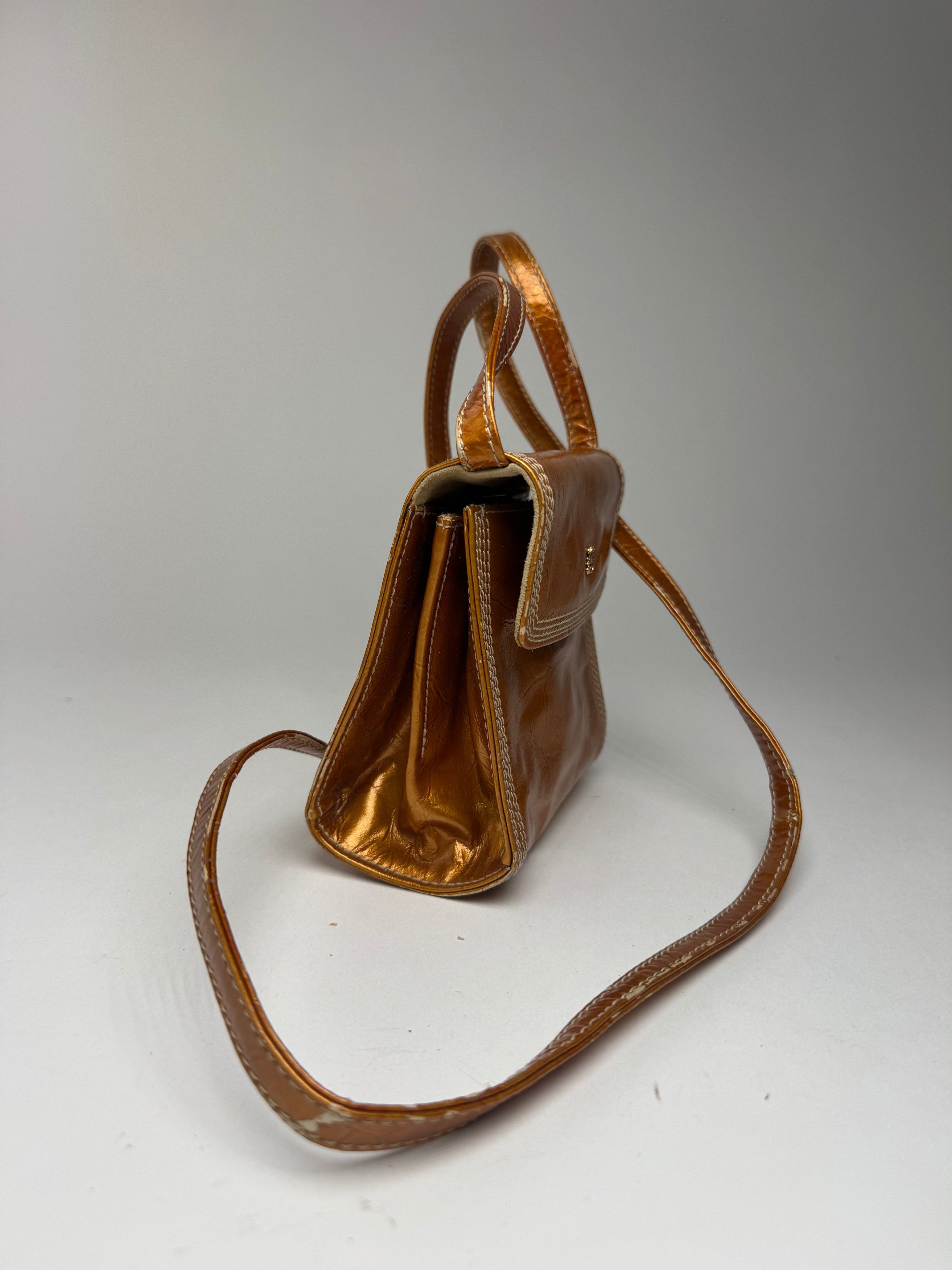 Loewe Vintage Madrid Patent Leather Bag orange golden Size ONE SIZE - 4 Thumbnail