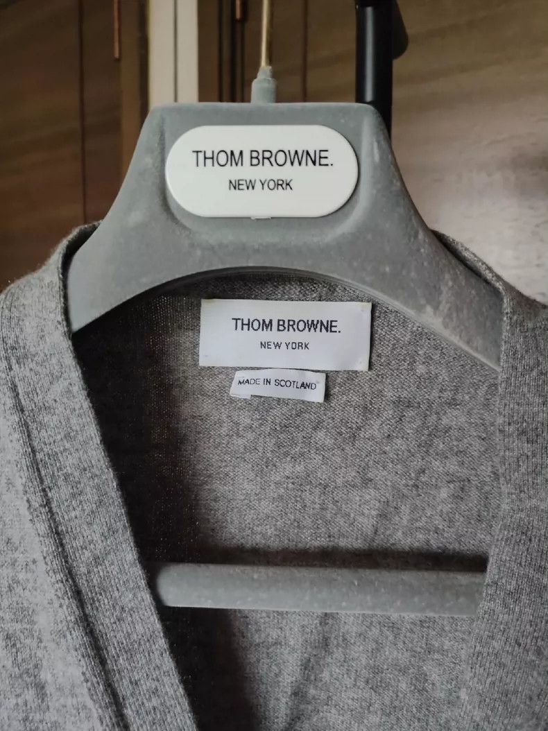 Thom Browne Thom Browne Gray Cashmere Cardigan - dmc Size US L / EU 52-54 / 3 - 2 Thumbnail