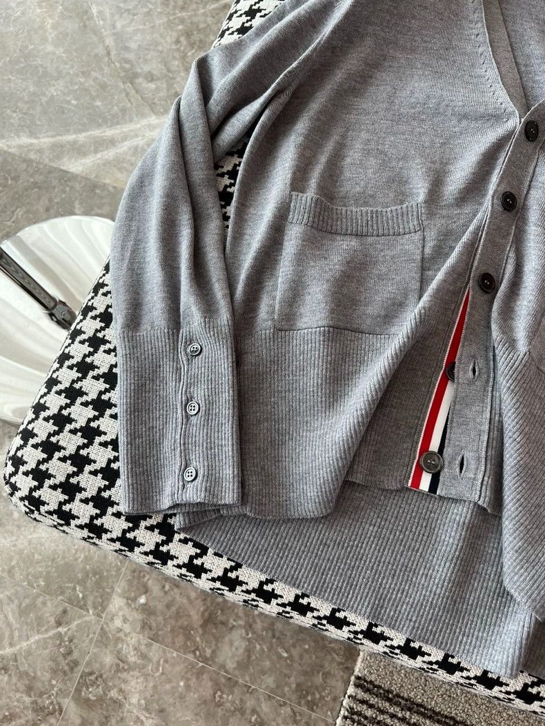 Thom Browne Thom Browne Gray Striped Cardigan - dmc Size US M / EU 48-50 / 2 - 2 Thumbnail