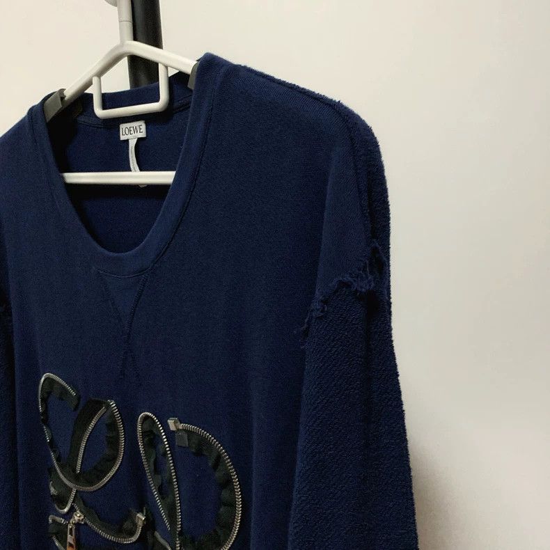 Loewe Loewe Blue Knit Sweatshirt with Leather Accents - dmc Size US XL / EU 56 / 4 - 3 Thumbnail