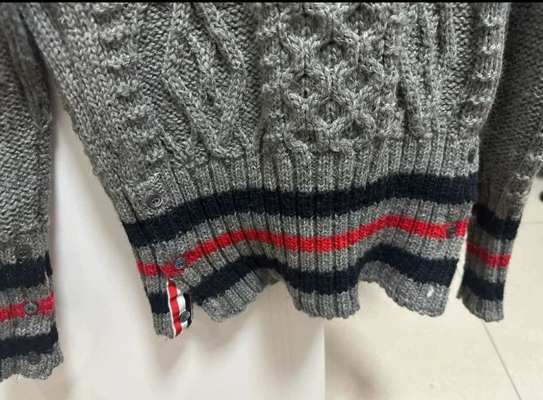Thom Browne Thom Browne Gray Cable Knit Wool Sweater - dmc Size US M / EU 48-50 / 2 - 3 Thumbnail