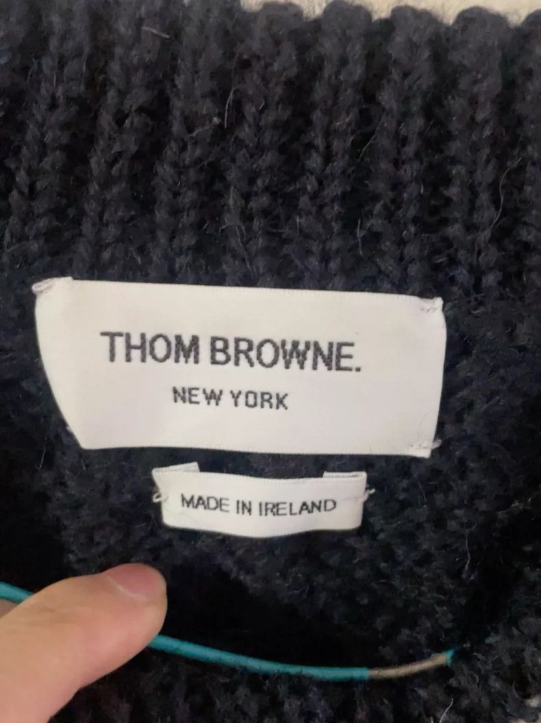 Thom Browne THOM BROWNE Wool Cable Knit Sweater - dmc Size US M / EU 48-50 / 2 - 2 Thumbnail