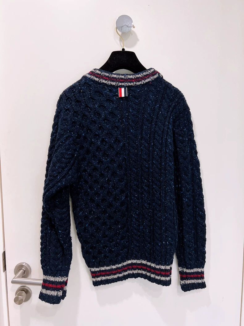 Thom Browne Thom Browne Navy Cable Knit Sweater - dmc Size US XS / EU 42 / 0 - 2 Thumbnail