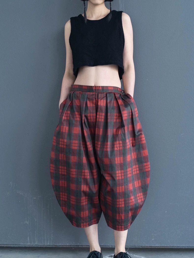 Comme des Garcons COMME des GARCONS Red Plaid Balloon Pants - dmc Size US 30 / EU 46 - 6 Thumbnail