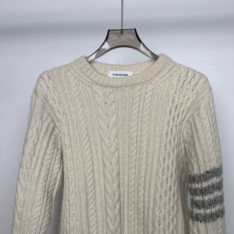 Thom Browne Thom Browne White Crewneck Classic Sweater - dmc Size US M / EU 48-50 / 2 - 2 Thumbnail