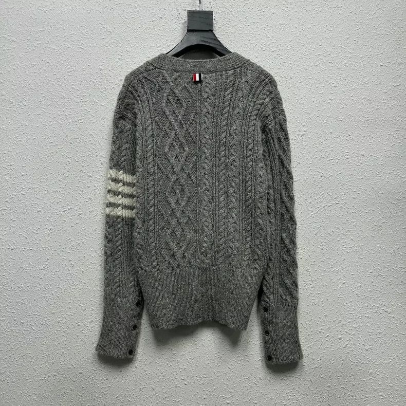 Thom Browne THOM BROWNE Four-Stripe Gray Wool Cardigan - dmc Size US M / EU 48-50 / 2 - 2 Thumbnail