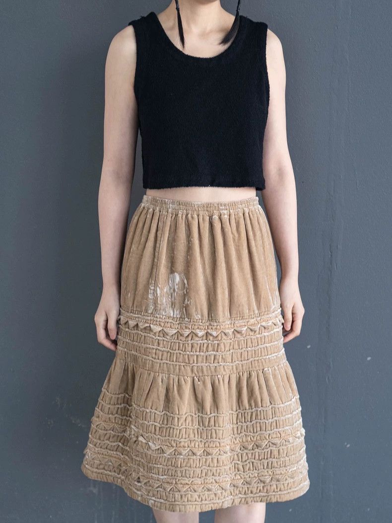 Comme des Garcons COMME des GARCONS Beige Velvet Skirt - dmc Size US 28 / EU 44 - 3 Thumbnail