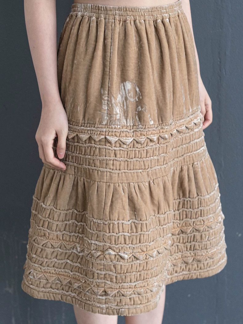 Comme des Garcons COMME des GARCONS Beige Velvet Skirt - dmc Size US 28 / EU 44 - 5 Thumbnail