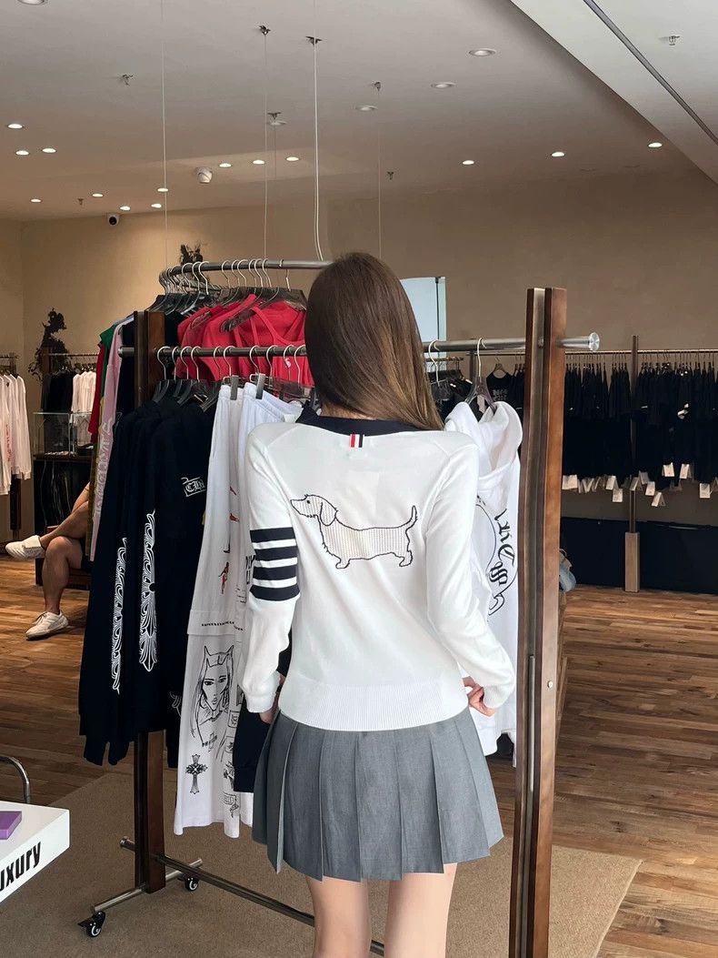 Thom Browne Thom Browne White Stripe Dog Knit Cardigan - dmc Size US M / EU 48-50 / 2 - 3 Thumbnail