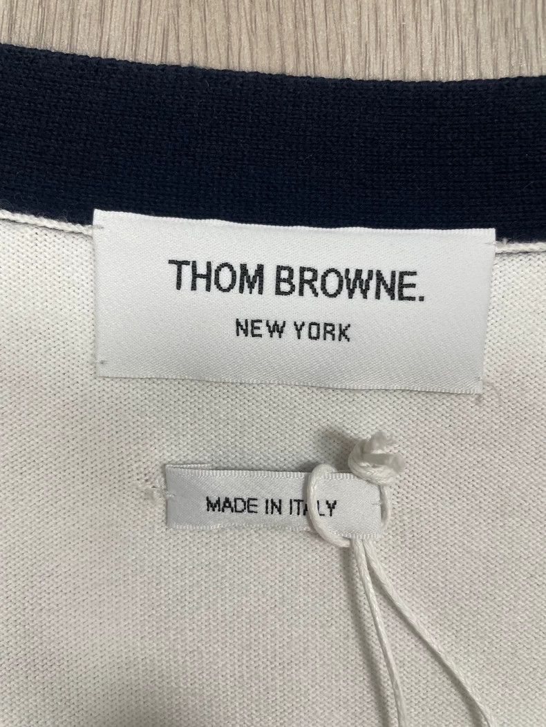 Thom Browne Thom Browne White Stripe Dog Knit Cardigan - dmc Size US M / EU 48-50 / 2 - 7 Thumbnail