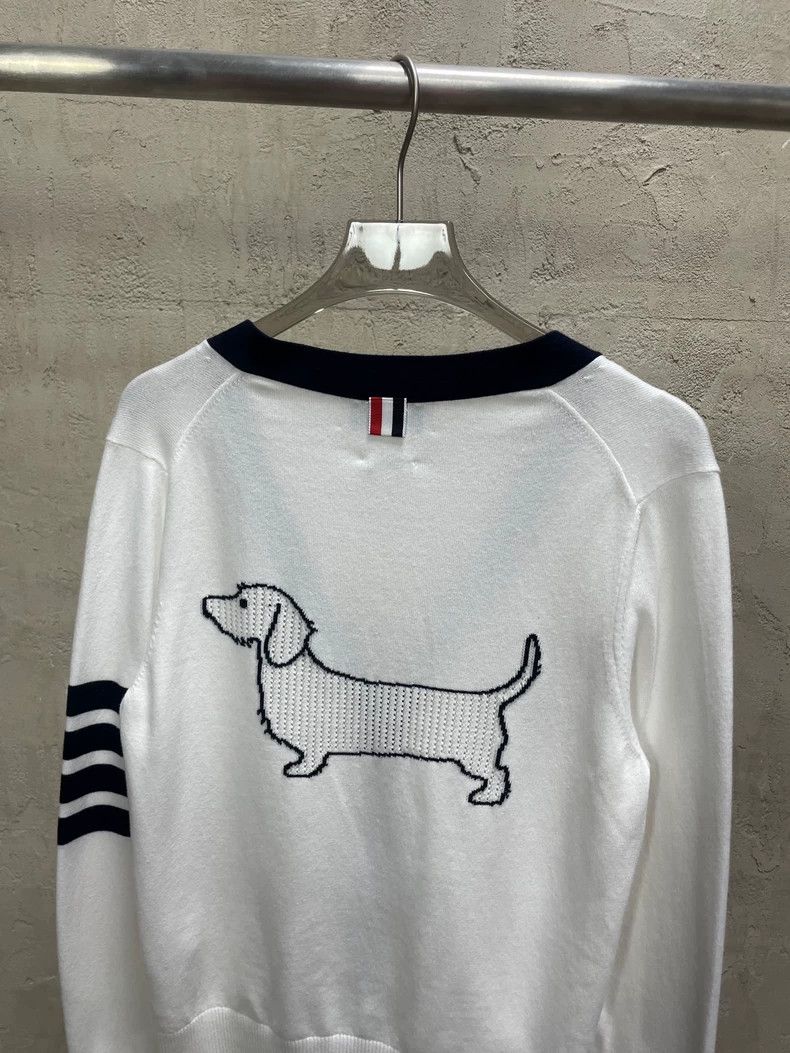 Thom Browne Thom Browne White Stripe Dog Knit Cardigan - dmc Size US M / EU 48-50 / 2 - 6 Thumbnail
