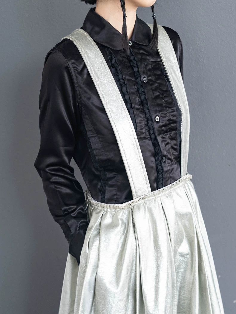 Comme des Garcons COMME des GARCONS Black Satin Ruffle Shirt - dmc Size US M / EU 48-50 / 2 - 3 Thumbnail