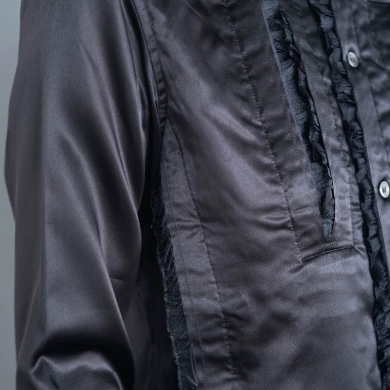 Comme des Garcons COMME des GARCONS Black Satin Ruffle Shirt - dmc Size US M / EU 48-50 / 2 - 8 Thumbnail