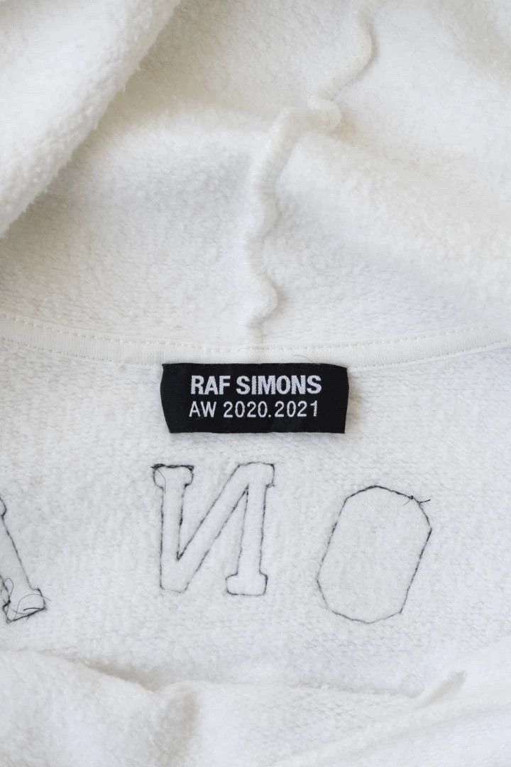 Raf Simons Raf Simons RS Distressed White Hoodie - dmc Size US S / EU 44-46 / 1 - 5 Thumbnail