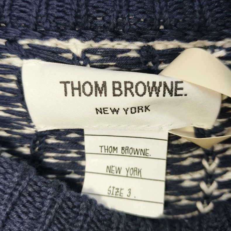 Thom Browne Thom Browne White Blue Embroidered Sweater - dmc Size US M / EU 48-50 / 2 - 3 Thumbnail