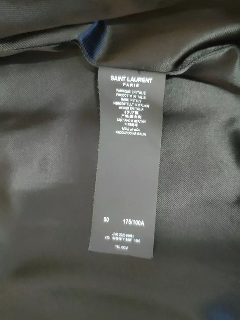 Saint Laurent Paris YSL Black Varsity Jacket with Stripes Size US M / EU 48-50 / 2 - 5 Thumbnail