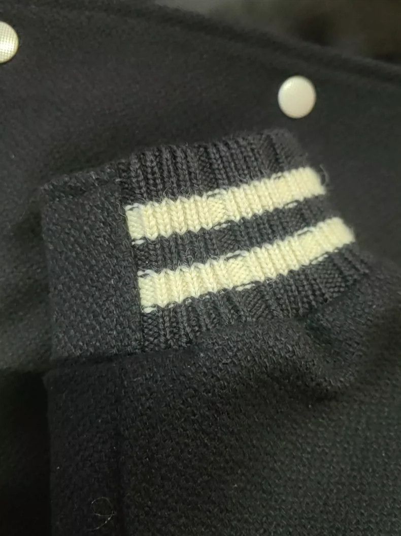 Saint Laurent Paris YSL Black Varsity Jacket with Stripes Size US M / EU 48-50 / 2 - 3 Thumbnail