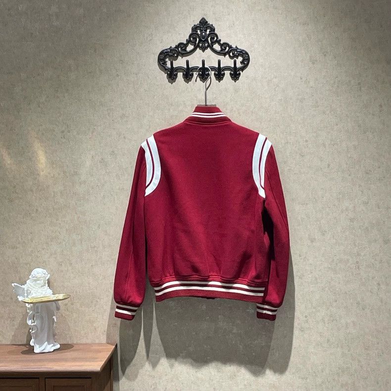 Saint Laurent Paris Saint Laurent Red Varsity Jacket with Leather Size US XL / EU 56 / 4 - 2 Thumbnail