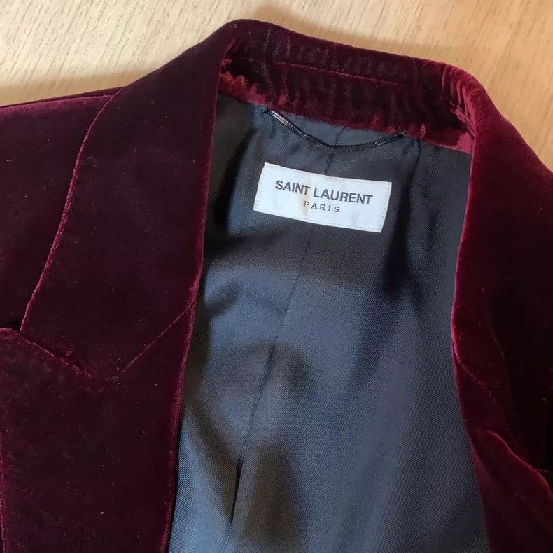Saint Laurent Paris Saint Laurent Red Velvet Blazer Size US M / EU 48-50 / 2 - 4 Thumbnail