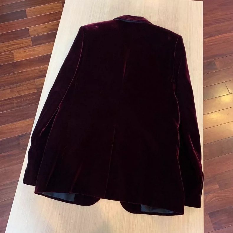 Saint Laurent Paris Saint Laurent Red Velvet Blazer Size US M / EU 48-50 / 2 - 3 Thumbnail