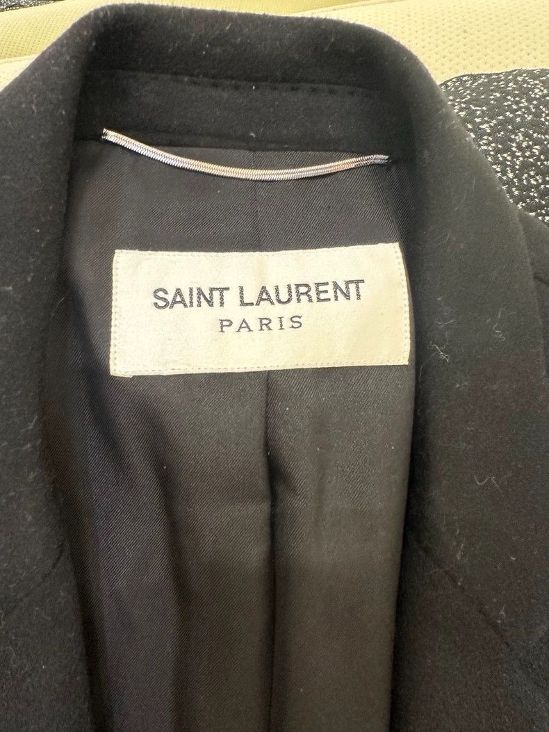 Yves Saint Laurent YSL Black Cashmere Coat with Shoulder Pads Size US L / EU 52-54 / 3 - 4 Thumbnail