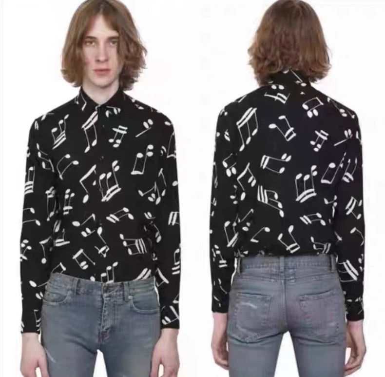 Saint Laurent Paris Saint Laurent Music Note Black Shirt Size US L / EU 52-54 / 3 - 7 Thumbnail